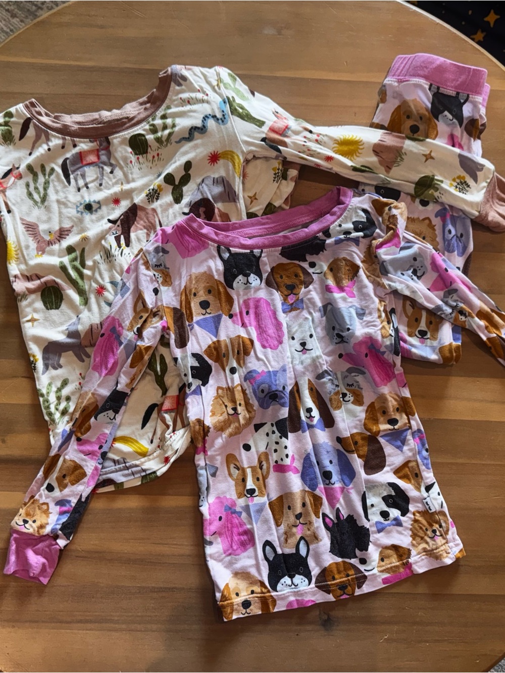 Little Sleepies Girls Long Sleeve Dog Face Pajama Top - Pink & White